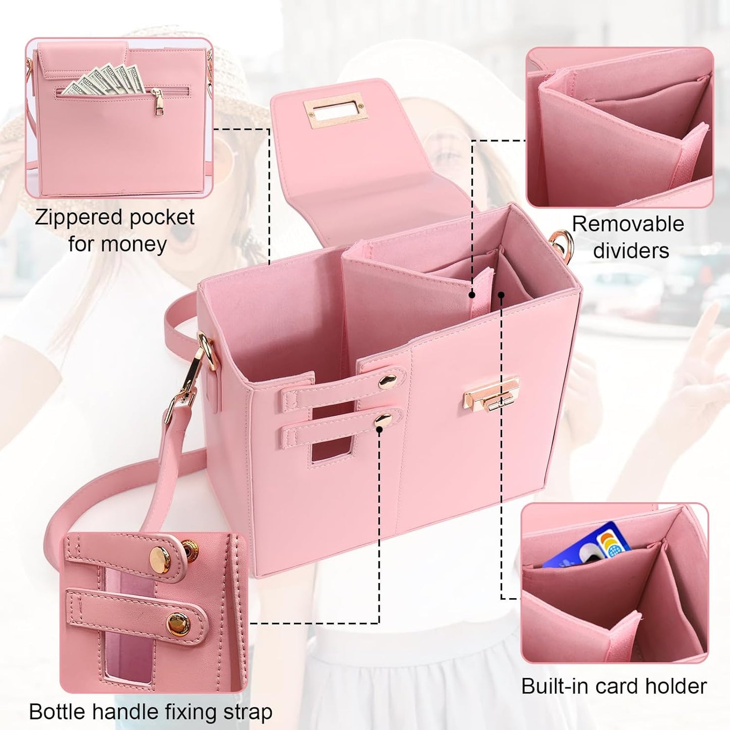 Sac chic avec porte-gobelet intégré pour femmes actives