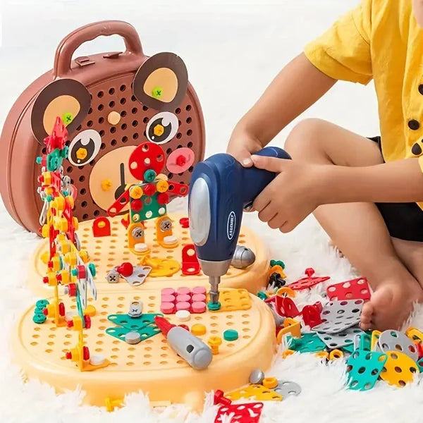 Juego de construcción educativo con taladro incluido