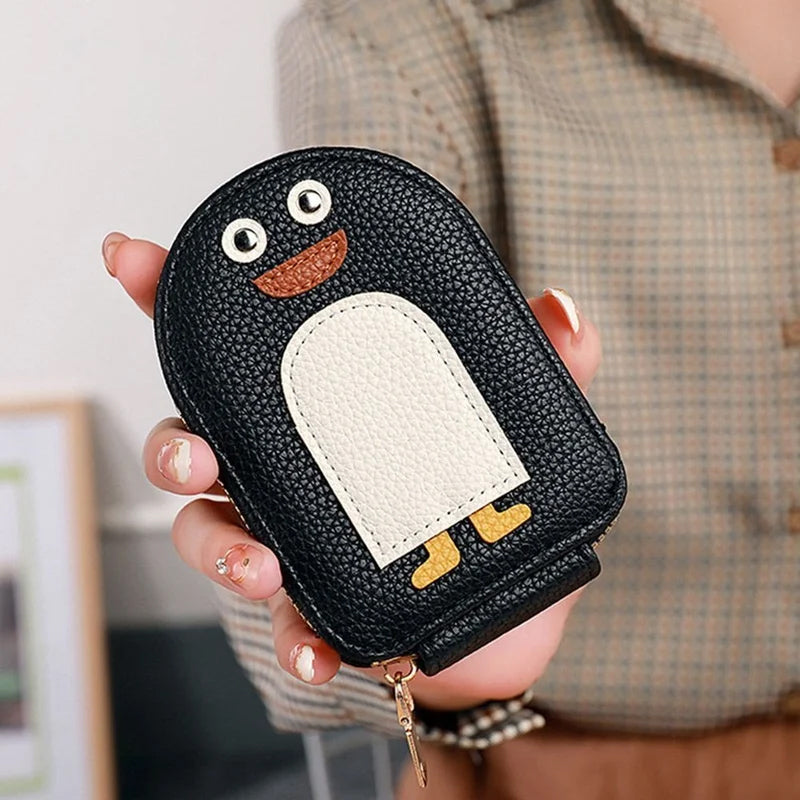 コンパクトで耐久性のあるペンギン模様のカードケース