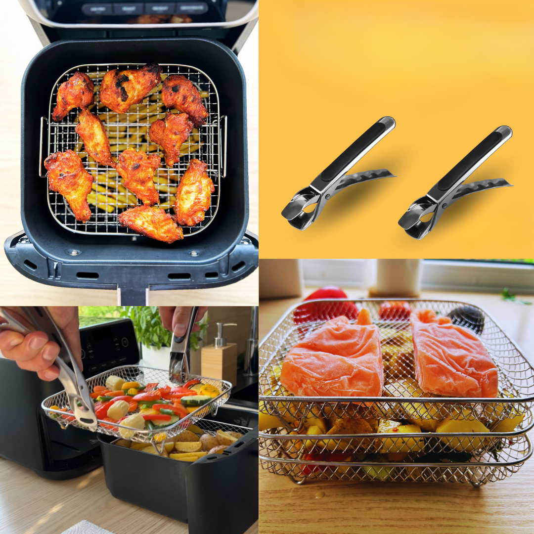 Stackable baskets for even air cooking (x3)