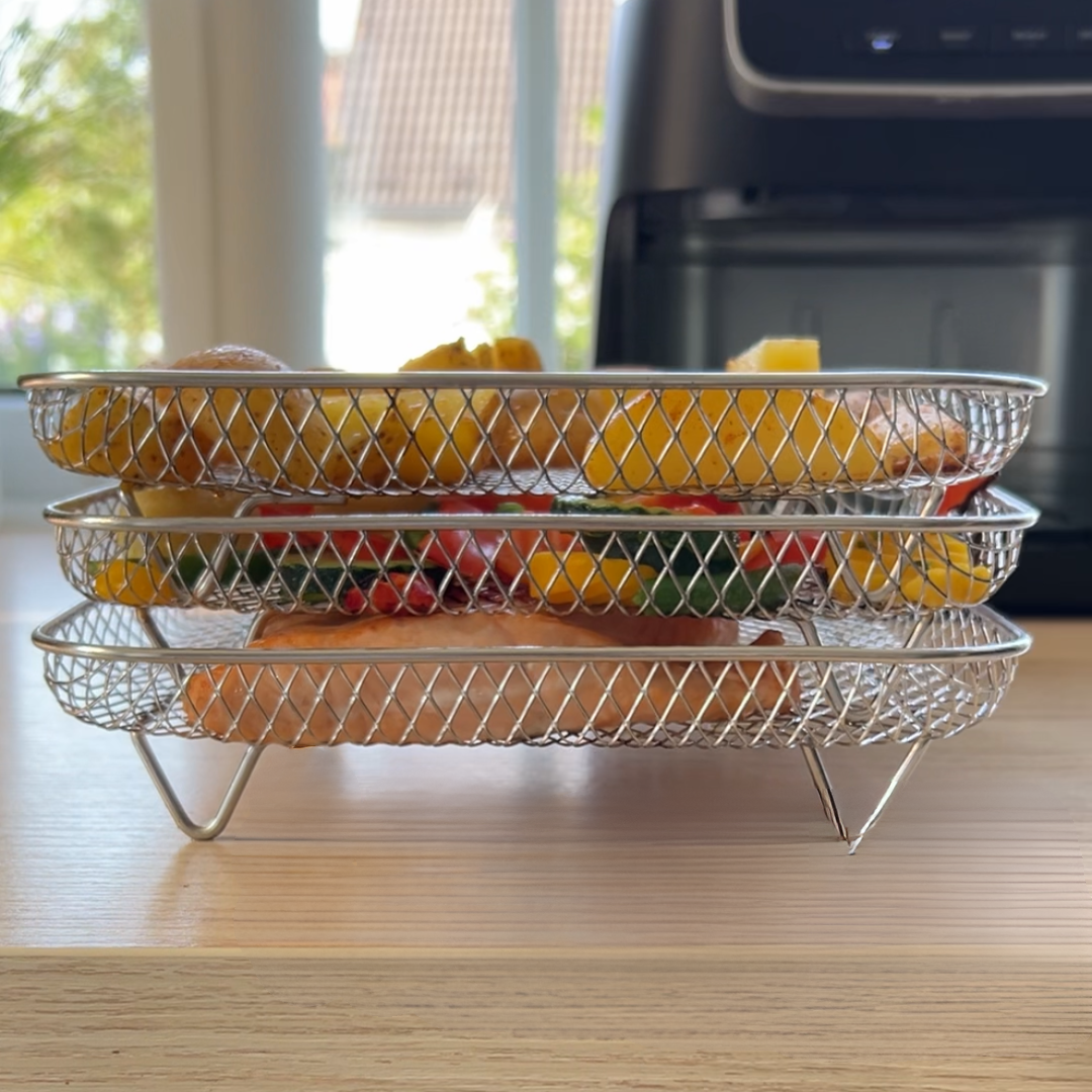 Stackable baskets for even air cooking (x3)