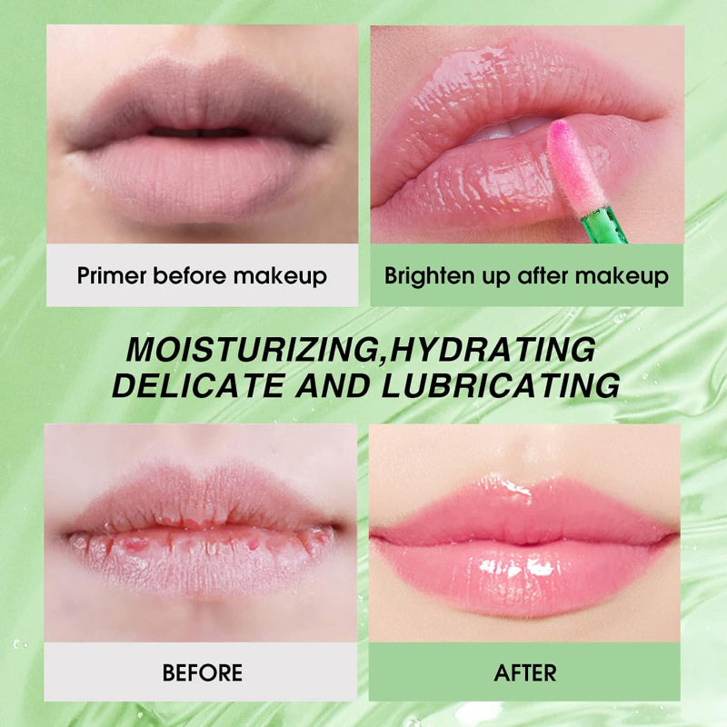 Plump and shiny lips in a single gesture