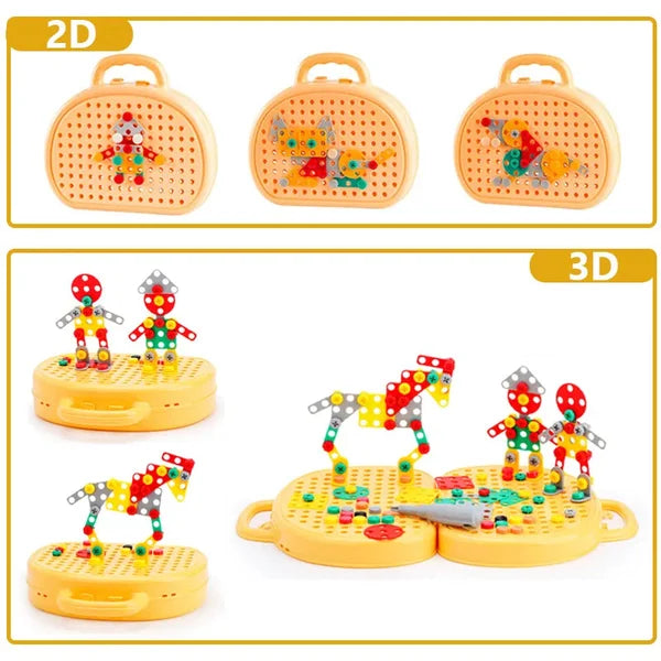 Juego de construcción educativo con taladro incluido