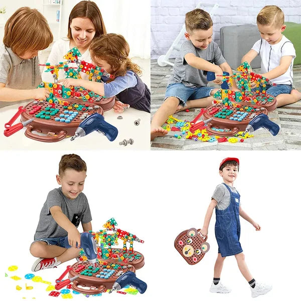 Juego de construcción educativo con taladro incluido