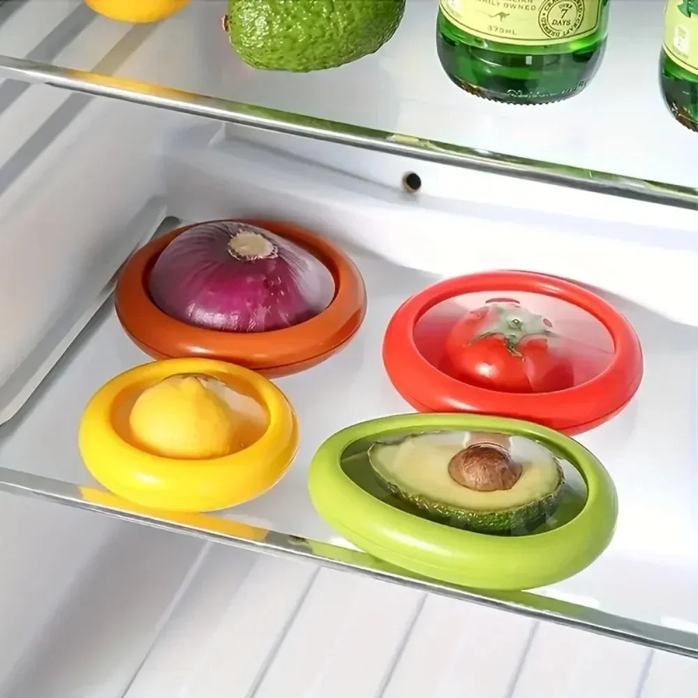 カットされた果物と野菜用の再利用可能なカバー(x4)