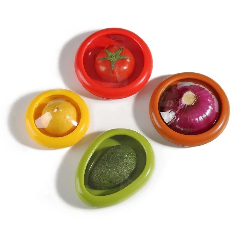 カットされた果物と野菜用の再利用可能なカバー(x4)