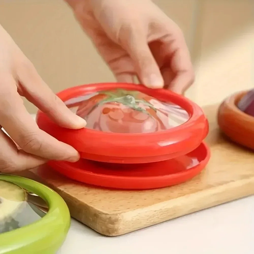 カットされた果物と野菜用の再利用可能なカバー(x4)