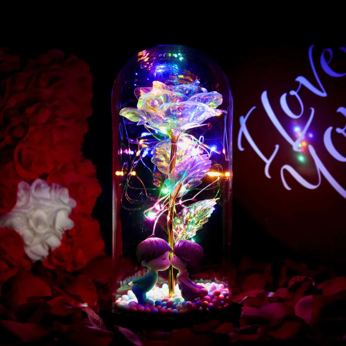 Rose sous Cloche – Élégance Lumineuse et Intemporelle