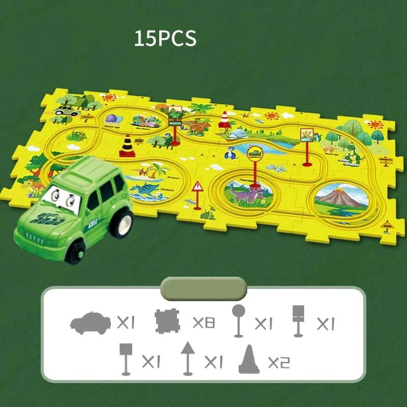 Vzdelávací obvodový puzzle s elektrickými vozidlami 