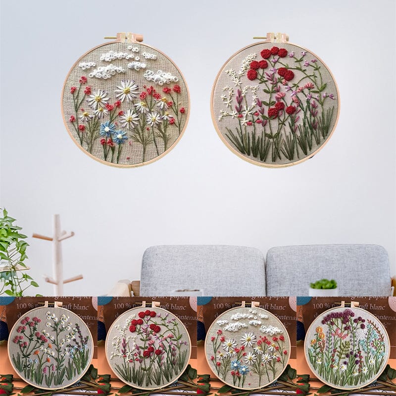 クリエイティブな趣味のためのフラワー刺繍キット 