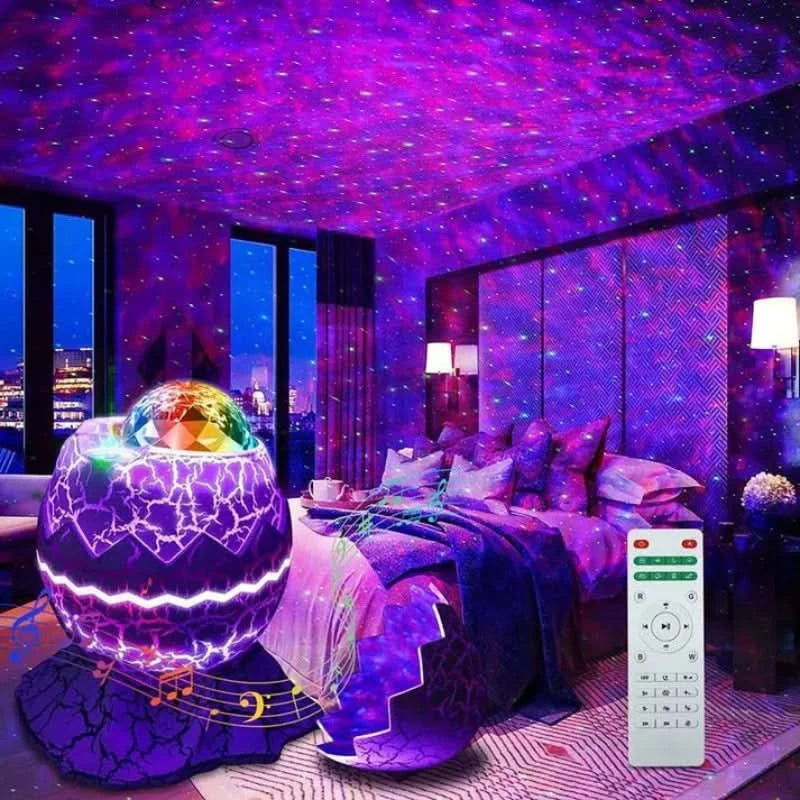 Galaxie projektor med musik og fjernbetjening 