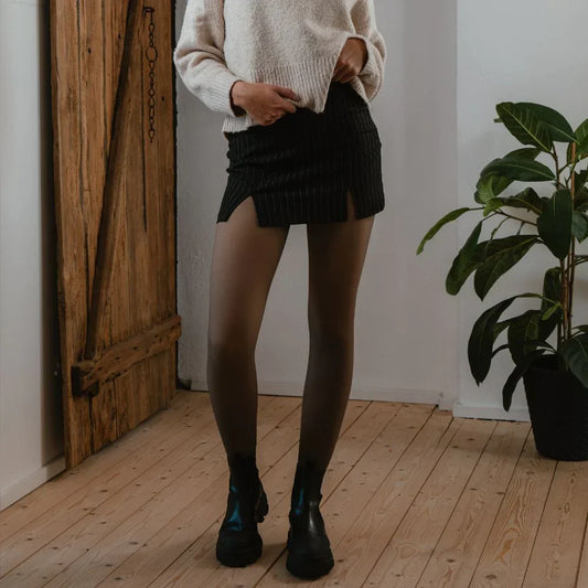 Průhledné fleece punčocháče 